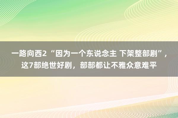 一路向西2 “因为一个东说念主 下架整部剧”，这7部绝世好剧，部部都让不雅众意难平