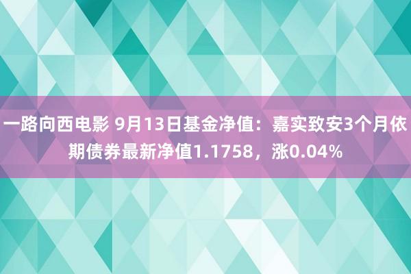 一路向西电影 9月13日基金净值：嘉实致安3个月依期债券最新净值1.1758，涨0.04%