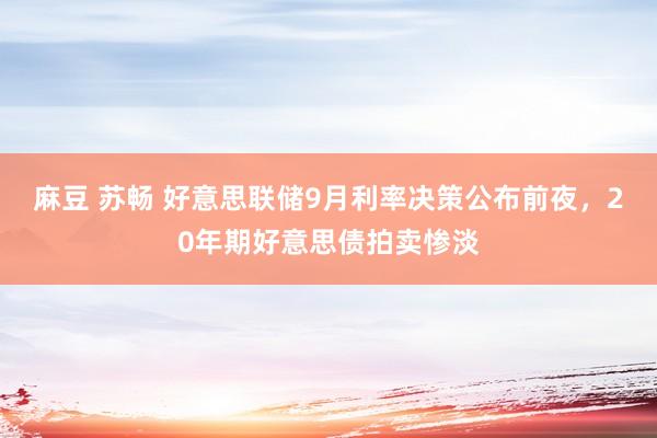 麻豆 苏畅 好意思联储9月利率决策公布前夜，20年期好意思债拍卖惨淡