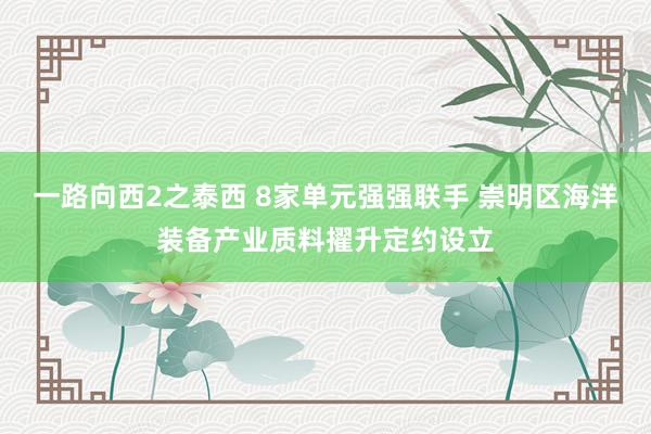 一路向西2之泰西 8家单元强强联手 崇明区海洋装备产业质料擢升定约设立