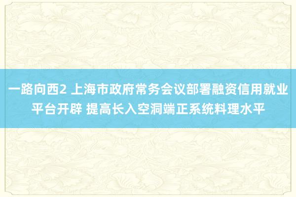 一路向西2 上海市政府常务会议部署融资信用就业平台开辟 提高长入空洞端正系统料理水平