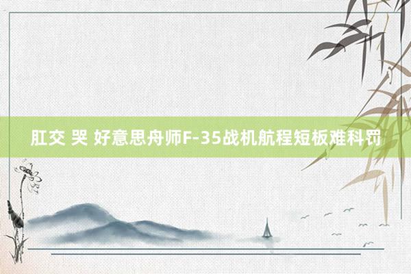 肛交 哭 好意思舟师F-35战机航程短板难科罚