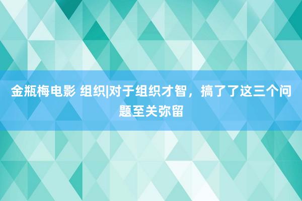 金瓶梅电影 组织|对于组织才智，搞了了这三个问题至关弥留