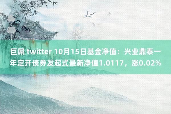 巨屌 twitter 10月15日基金净值：兴业鼎泰一年定开债券发起式最新净值1.0117，涨0.02%