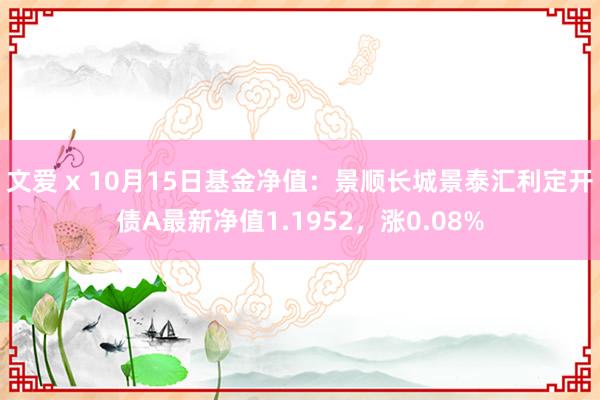 文爱 x 10月15日基金净值：景顺长城景泰汇利定开债A最新净值1.1952，涨0.08%