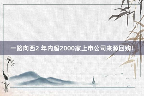 一路向西2 年内超2000家上市公司来源回购！