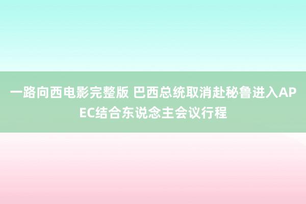 一路向西电影完整版 巴西总统取消赴秘鲁进入APEC结合东说念主会议行程