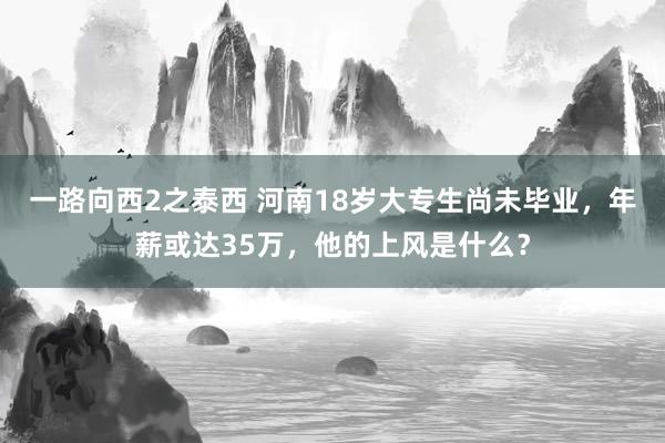 一路向西2之泰西 河南18岁大专生尚未毕业，年薪或达35万，他的上风是什么？