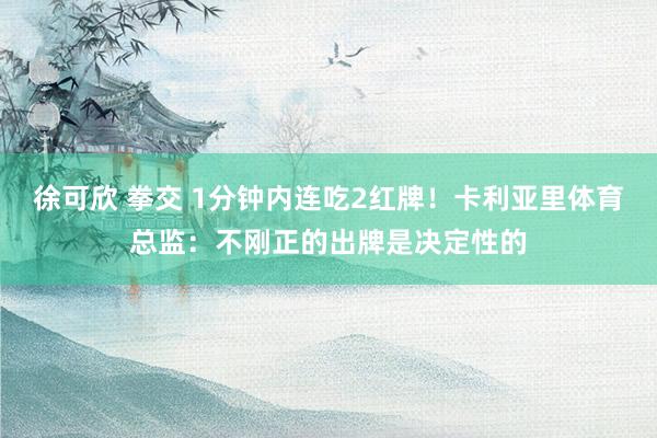 徐可欣 拳交 1分钟内连吃2红牌！卡利亚里体育总监：不刚正的出牌是决定性的