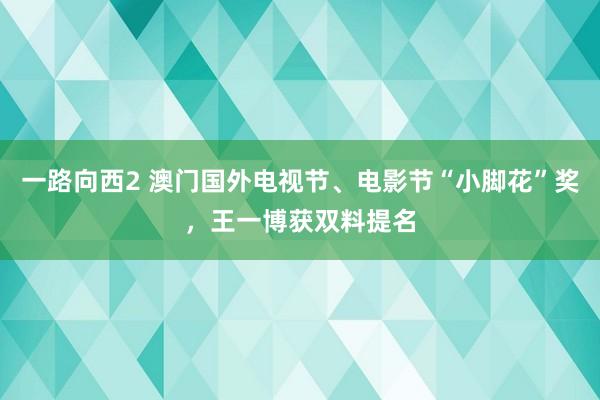 一路向西2 澳门国外电视节、电影节“小脚花”奖，王一博获双料提名