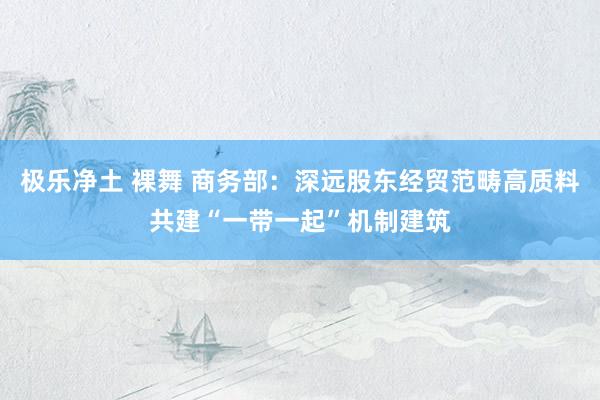 极乐净土 裸舞 商务部：深远股东经贸范畴高质料共建“一带一起”机制建筑