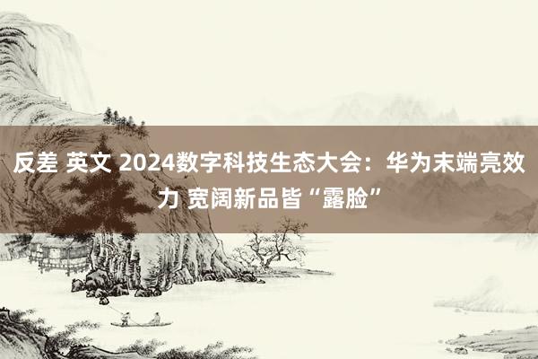 反差 英文 2024数字科技生态大会：华为末端亮效力 宽阔新品皆“露脸”