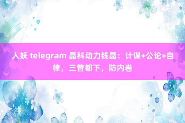 人妖 telegram 晶科动力钱晶：计谋+公论+自律，三管都下，防内卷