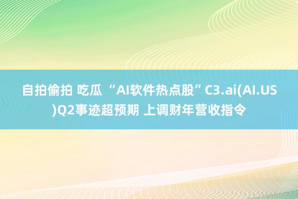 自拍偷拍 吃瓜 “AI软件热点股”C3.ai(AI.US)Q2事迹超预期 上调财年营收指令