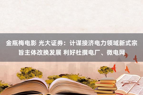 金瓶梅电影 光大证券：计谋接济电力领域新式宗旨主体改换发展 利好杜撰电厂、微电网