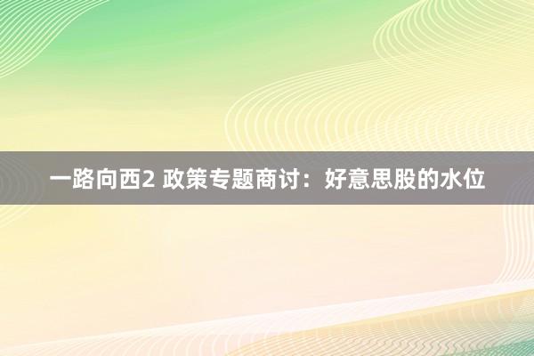 一路向西2 政策专题商讨：好意思股的水位