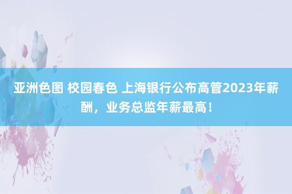 亚洲色图 校园春色 上海银行公布高管2023年薪酬，业务总监年薪最高！