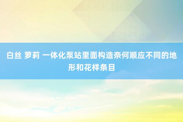 白丝 萝莉 一体化泵站里面构造奈何顺应不同的地形和花样条目