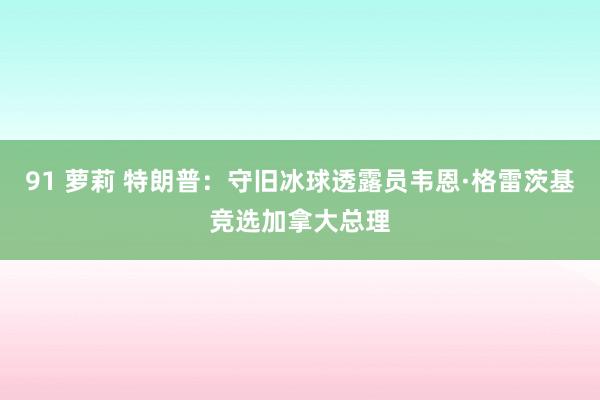 91 萝莉 特朗普：守旧冰球透露员韦恩·格雷茨基竞选加拿大总理