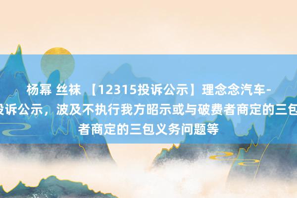 杨幂 丝袜 【12315投诉公示】理念念汽车-W新增3件投诉公示，波及不执行我方昭示或与破费者商定的三包义务问题等