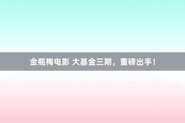 金瓶梅电影 大基金三期，重磅出手！