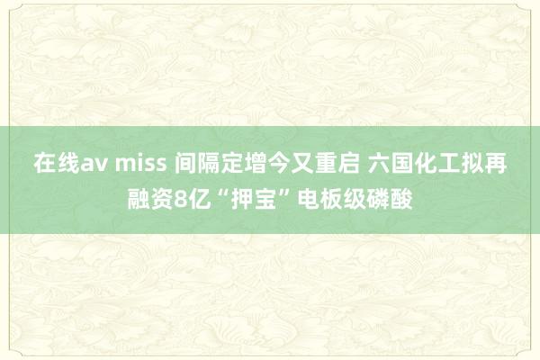 在线av miss 间隔定增今又重启 六国化工拟再融资8亿“押宝”电板级磷酸